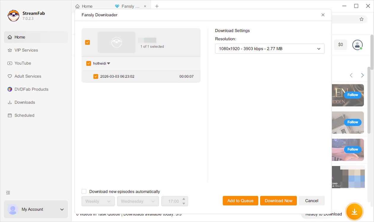Schritt 2 — Bei Fansly einloggen und Creator-Inhalte durchsuchen