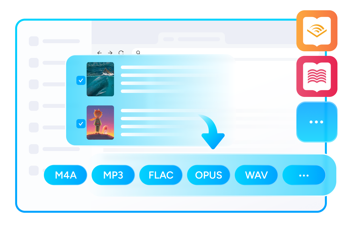 convert audiobooks to mp3, m4a and other open formats