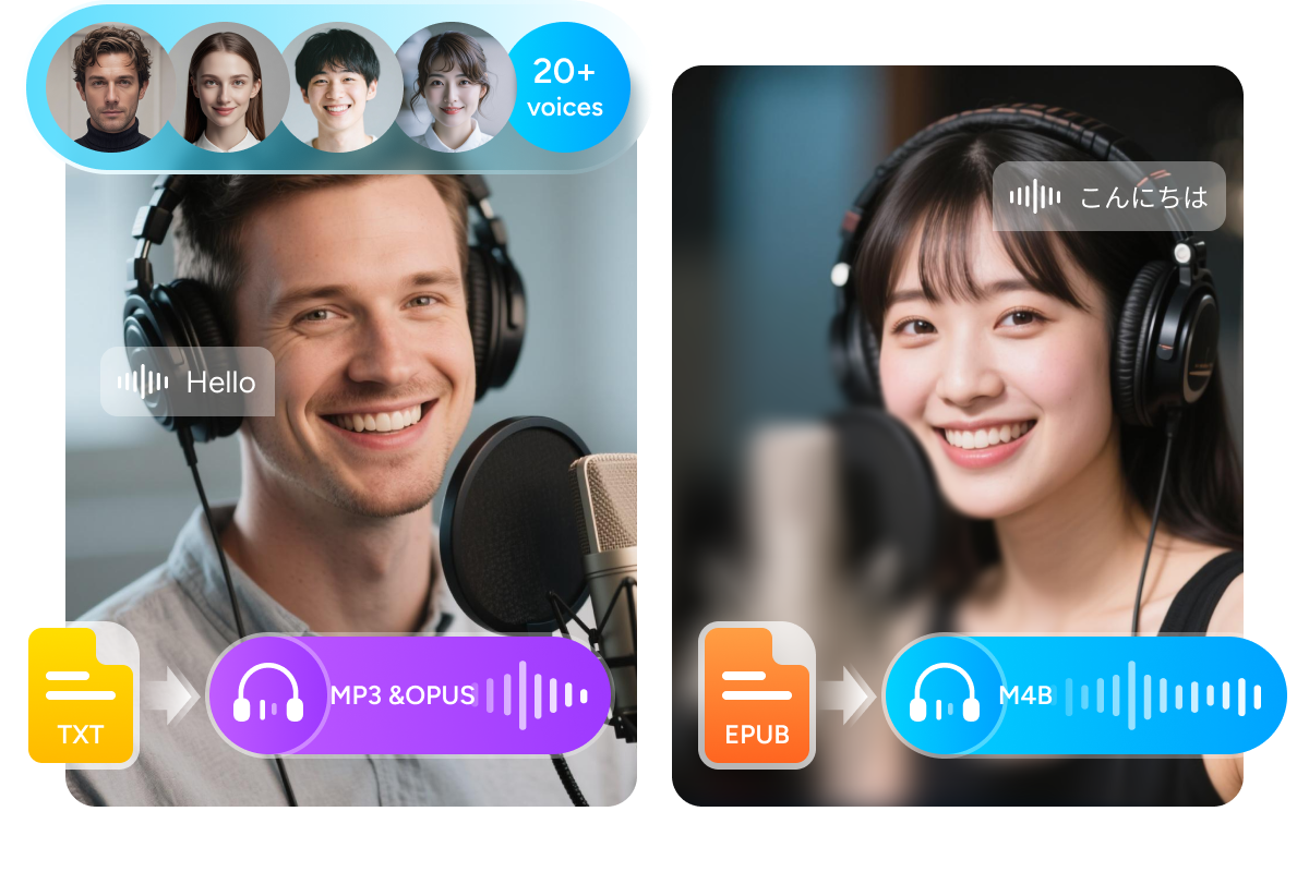 generate audio from text, txt and epub files