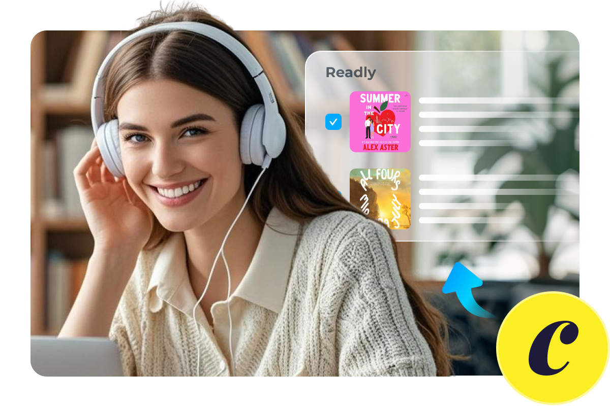 Fichiers d'audiobook organisés avec illustrations de couverture, titre et structure de dossier