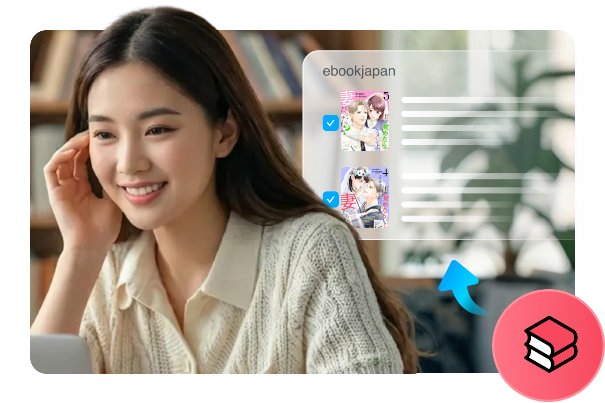 Organisierte Ordner mit Covern und Metadaten für ebookjapan-Downloads