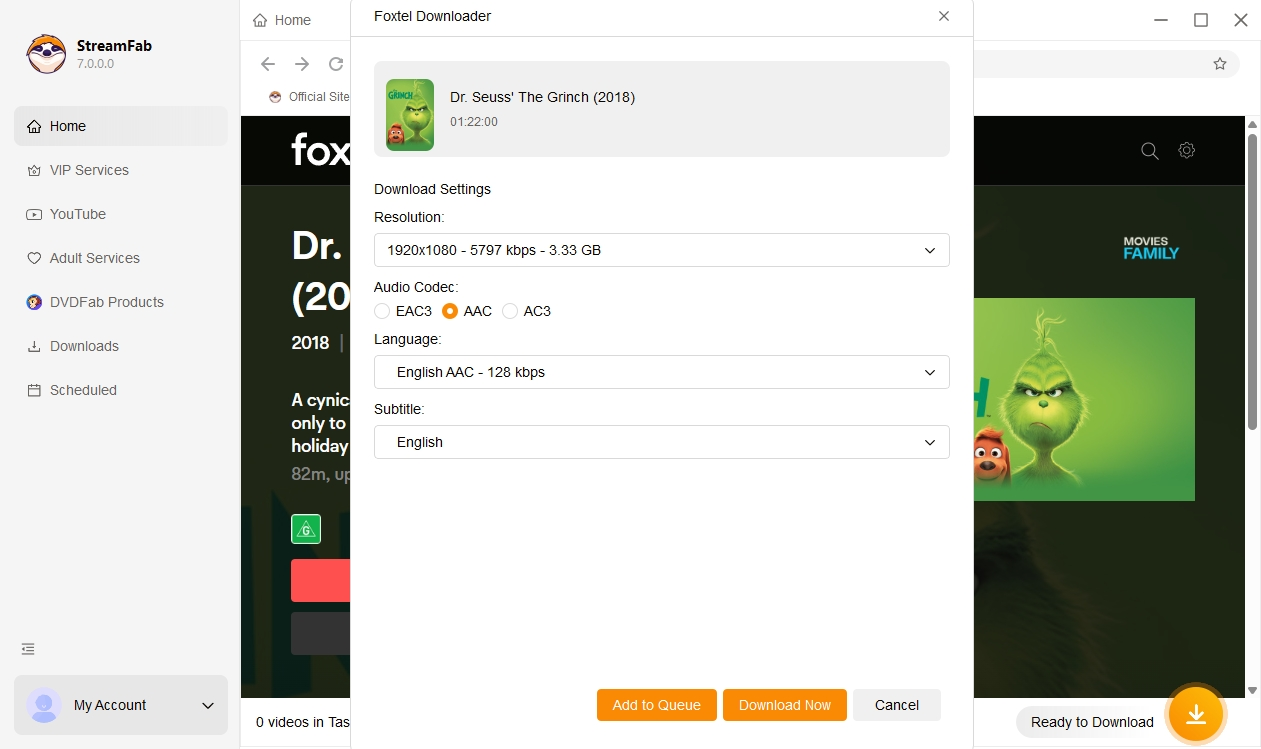 how to download from foxtel with streamfab step 2