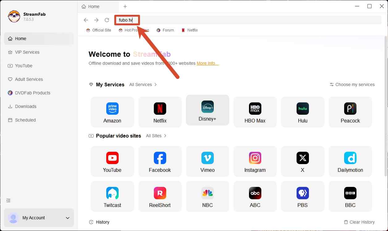 how to download fubo videos with streamfab step 1