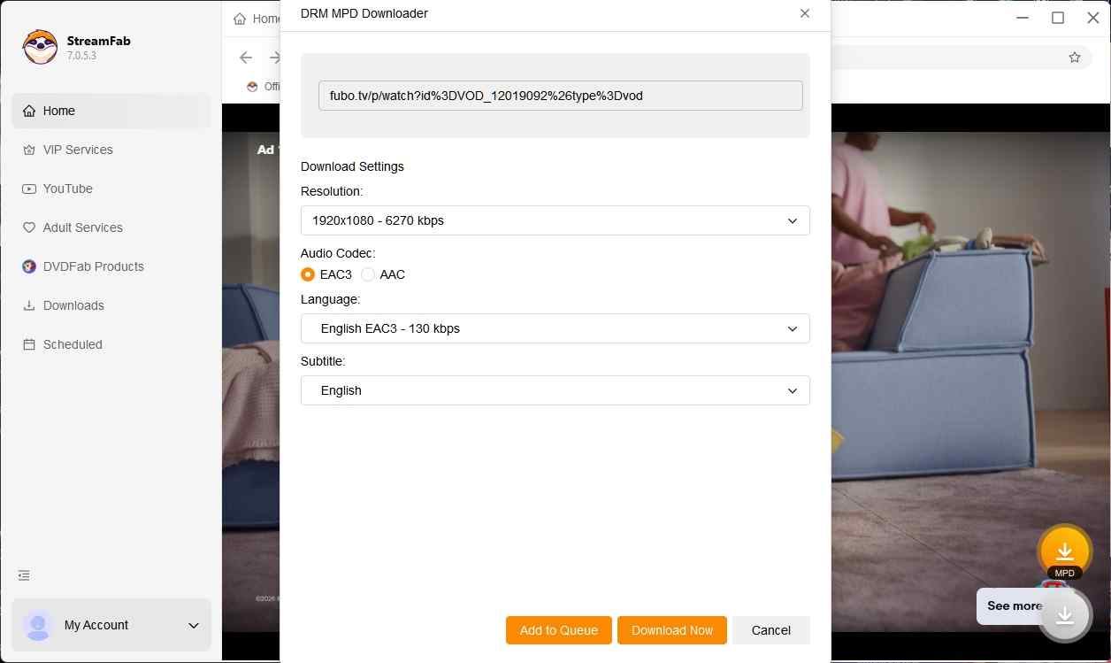 how to download fubo videos with streamfab step 3