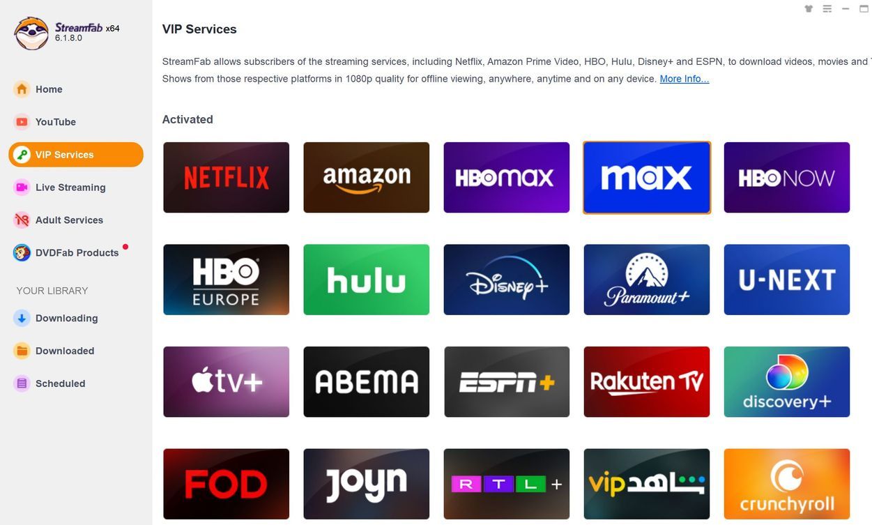 lancer hbo max downloader