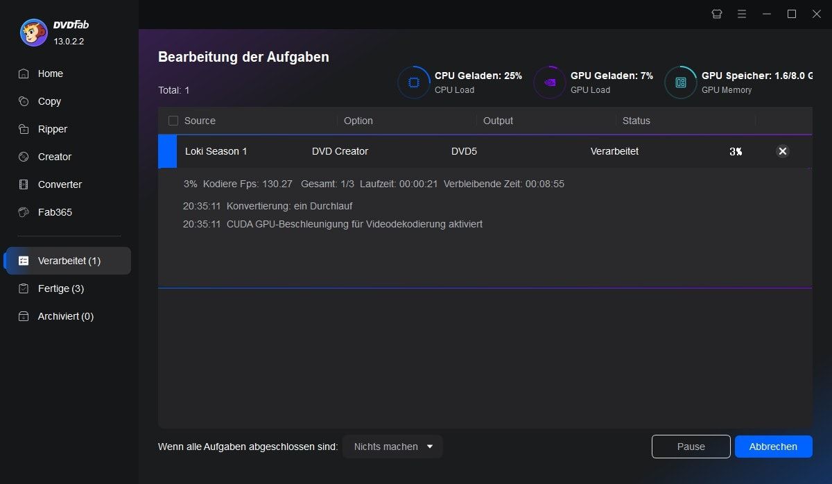 Beginnen Sie mit dem DVD brennen