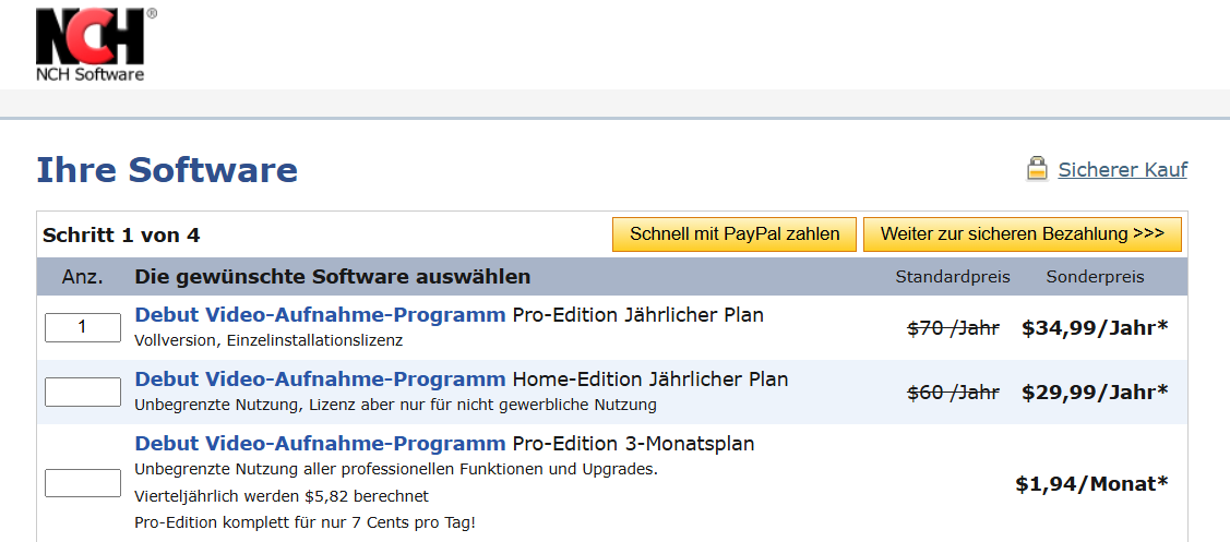 Debut Video Capture Preis und Lizenzmodelle