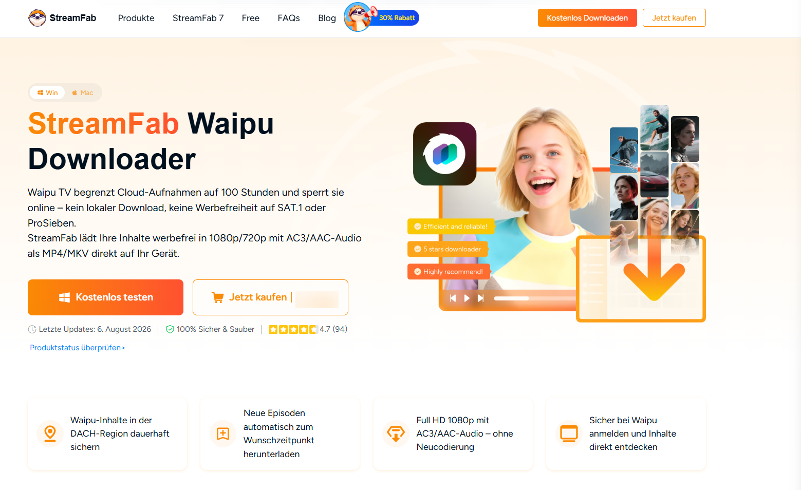 StreamFab Waipu Downloader für lokale MP4- oder MKV-Dateien