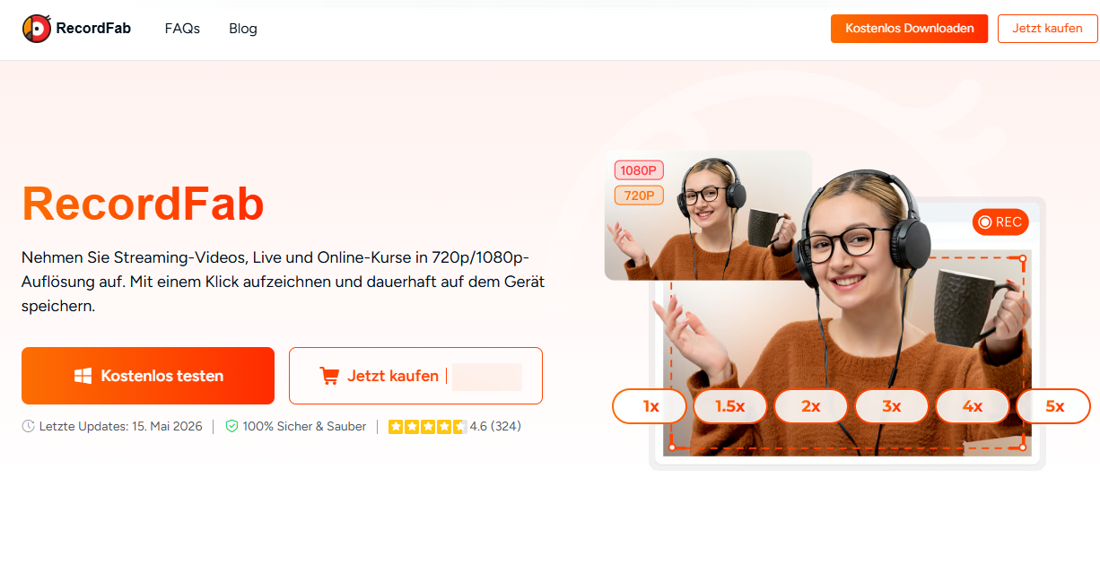 RecordFab Oberfläche für Streaming-Aufnahmen