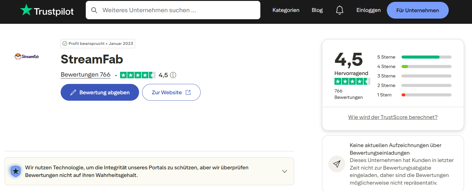 StreamFab Video Downloader Bewertungen auf Turstpilot