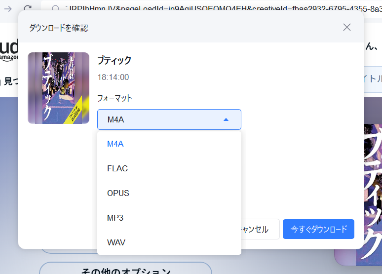 MP3やM4Aなど必要な形式を選択