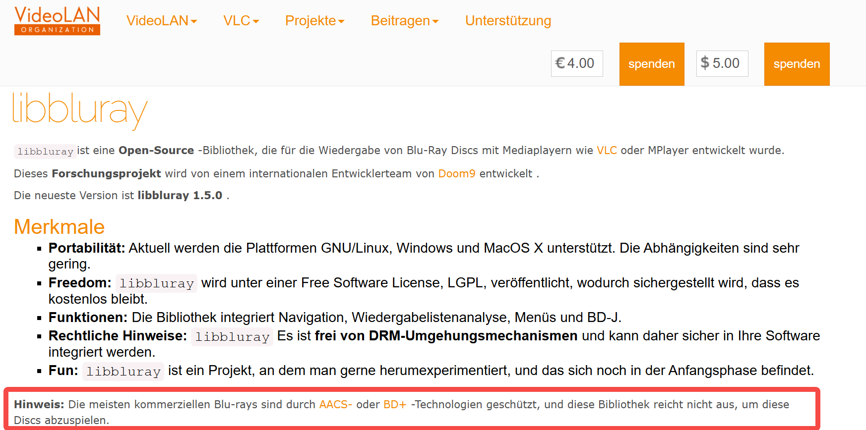 libbluray 1.5.0 Open-Source-Bibliothek für Blu-ray-Wiedergabe mit VLC und MPlayer