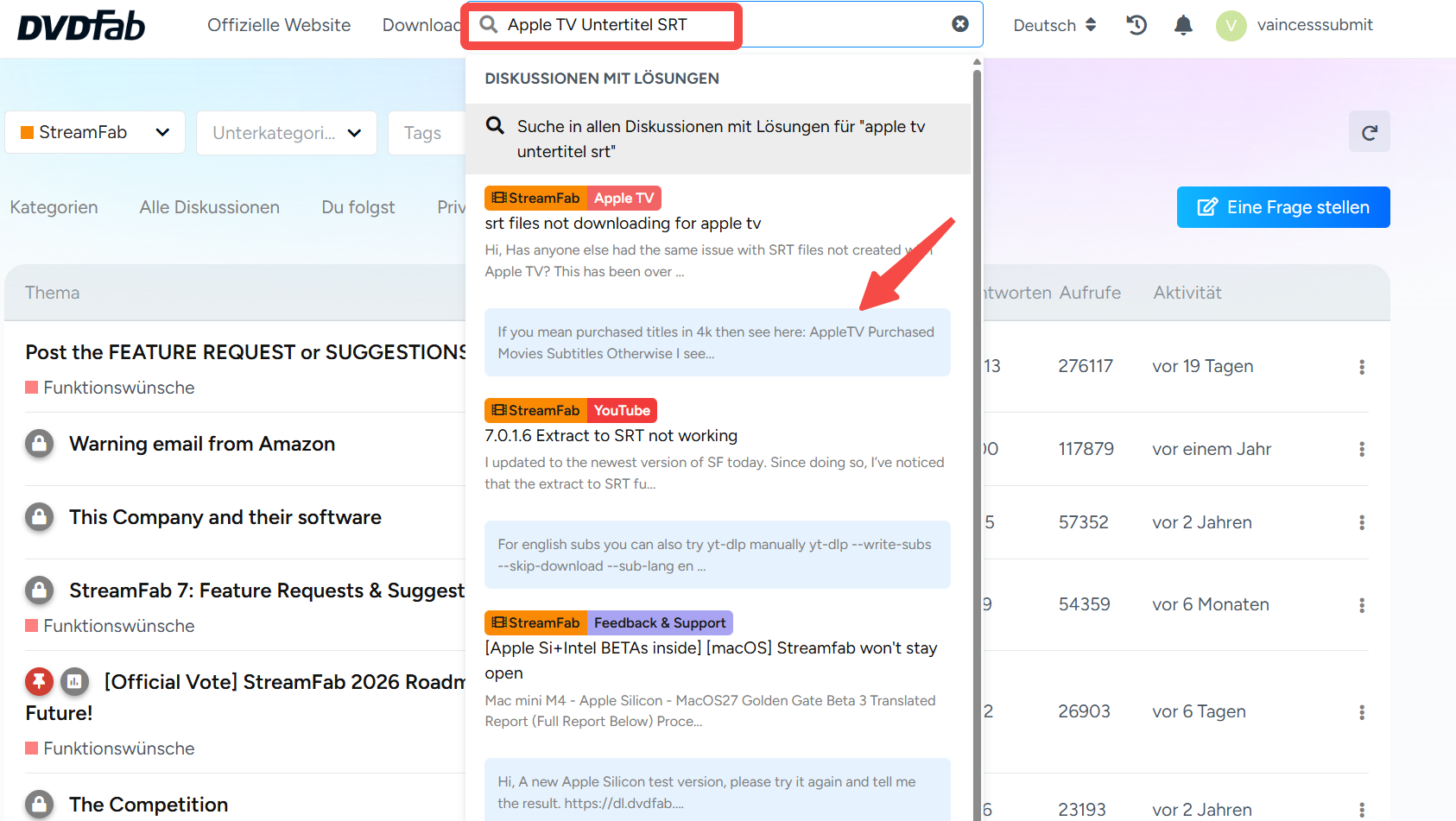 Tipps und Diskussionen im StreamFab Forum suchen