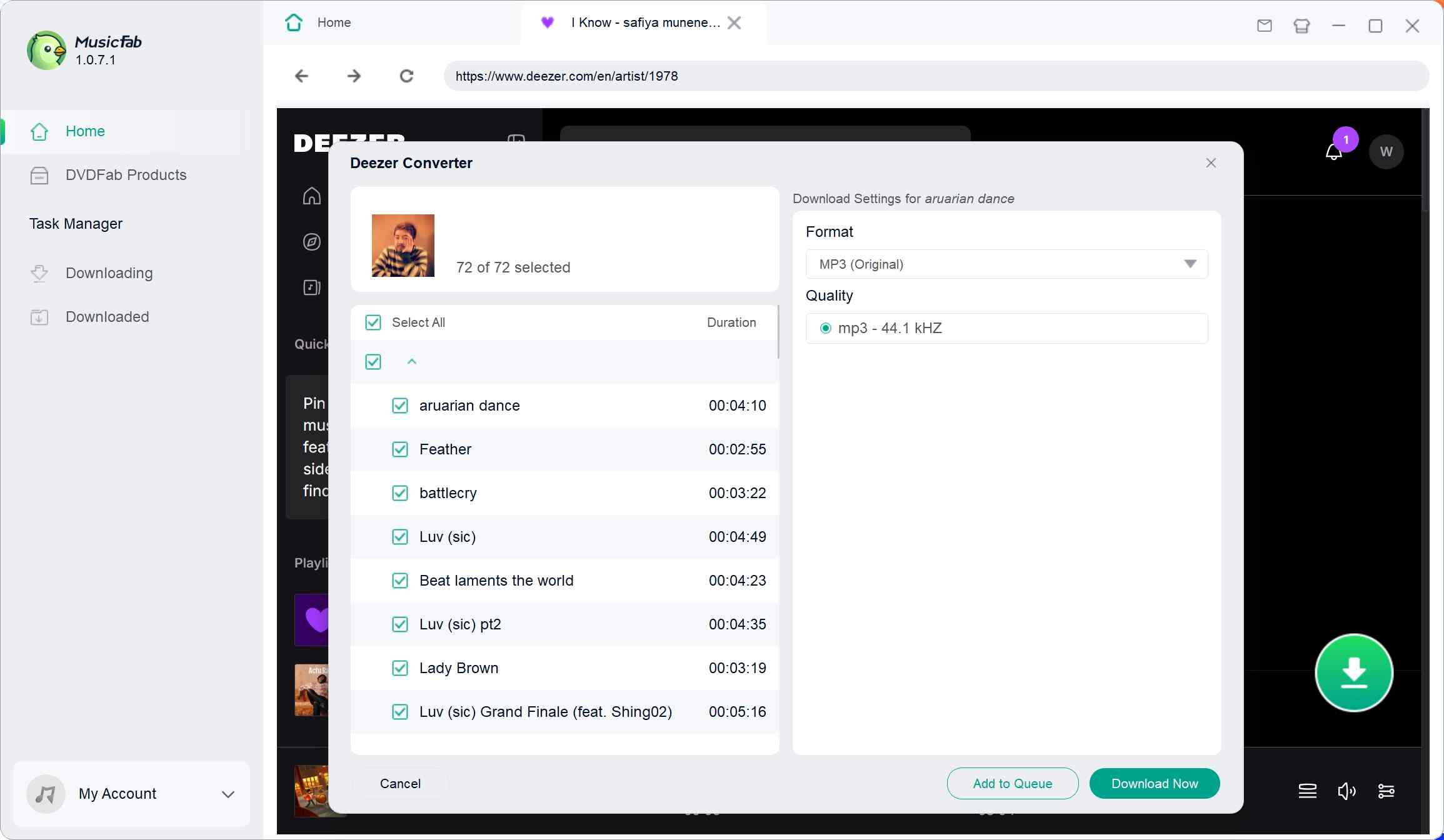 use musicfab deezer converter step 3