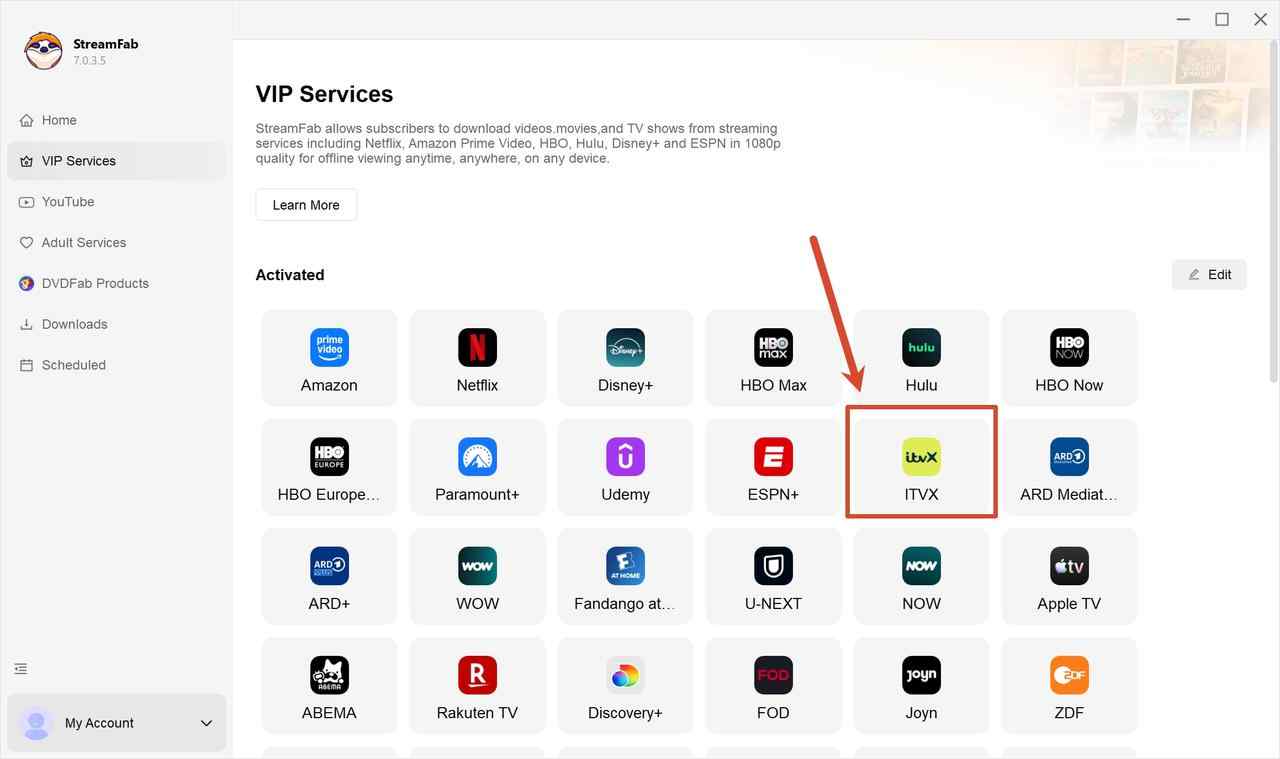 how to use streamfab itvx downloader step 1