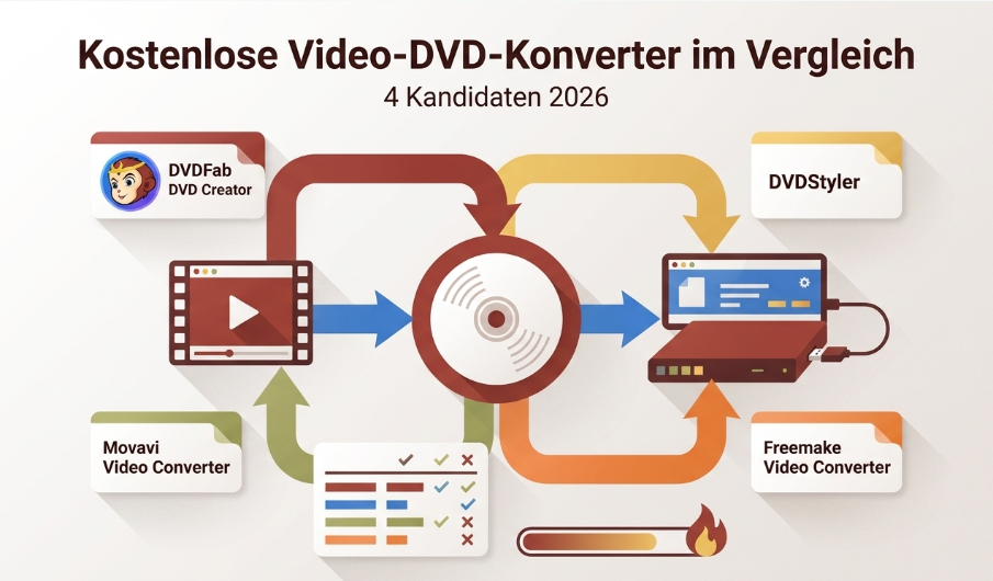 Free Video to DVD Converter: 4 Kandidaten 2026 im Vergleich