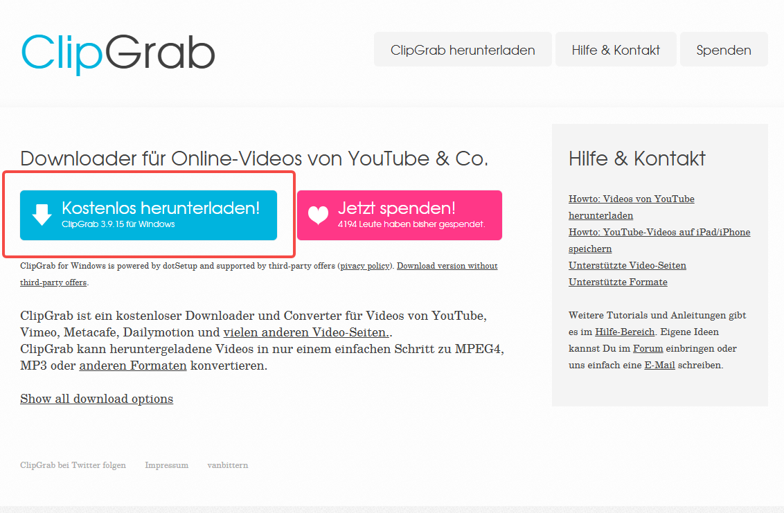 ClipGrab Update-Intervall und Versionsprüfung - Stand 2026