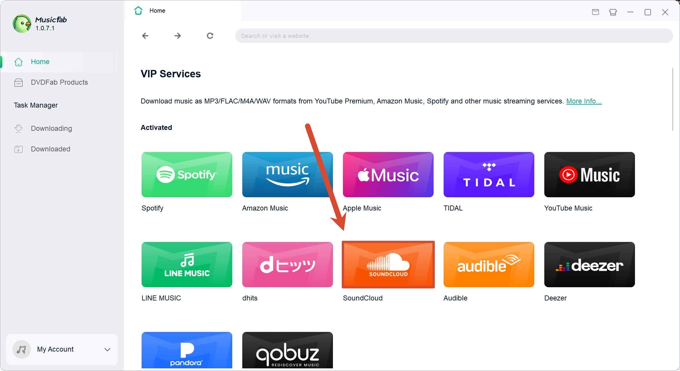 use musicfab soundcloud converter step 1
