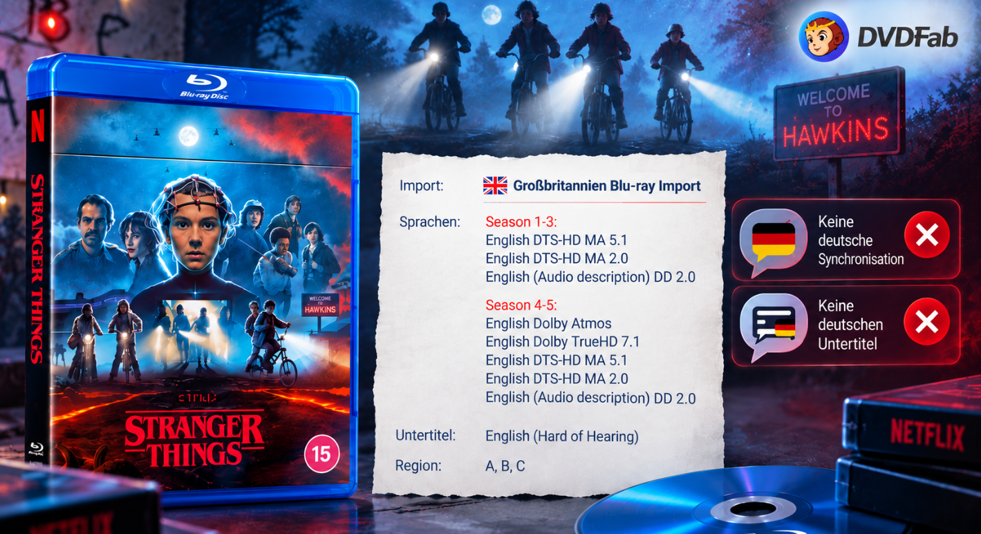 Stranger Things Blu-ray ohne deutsche Tonspur oder Untertitel