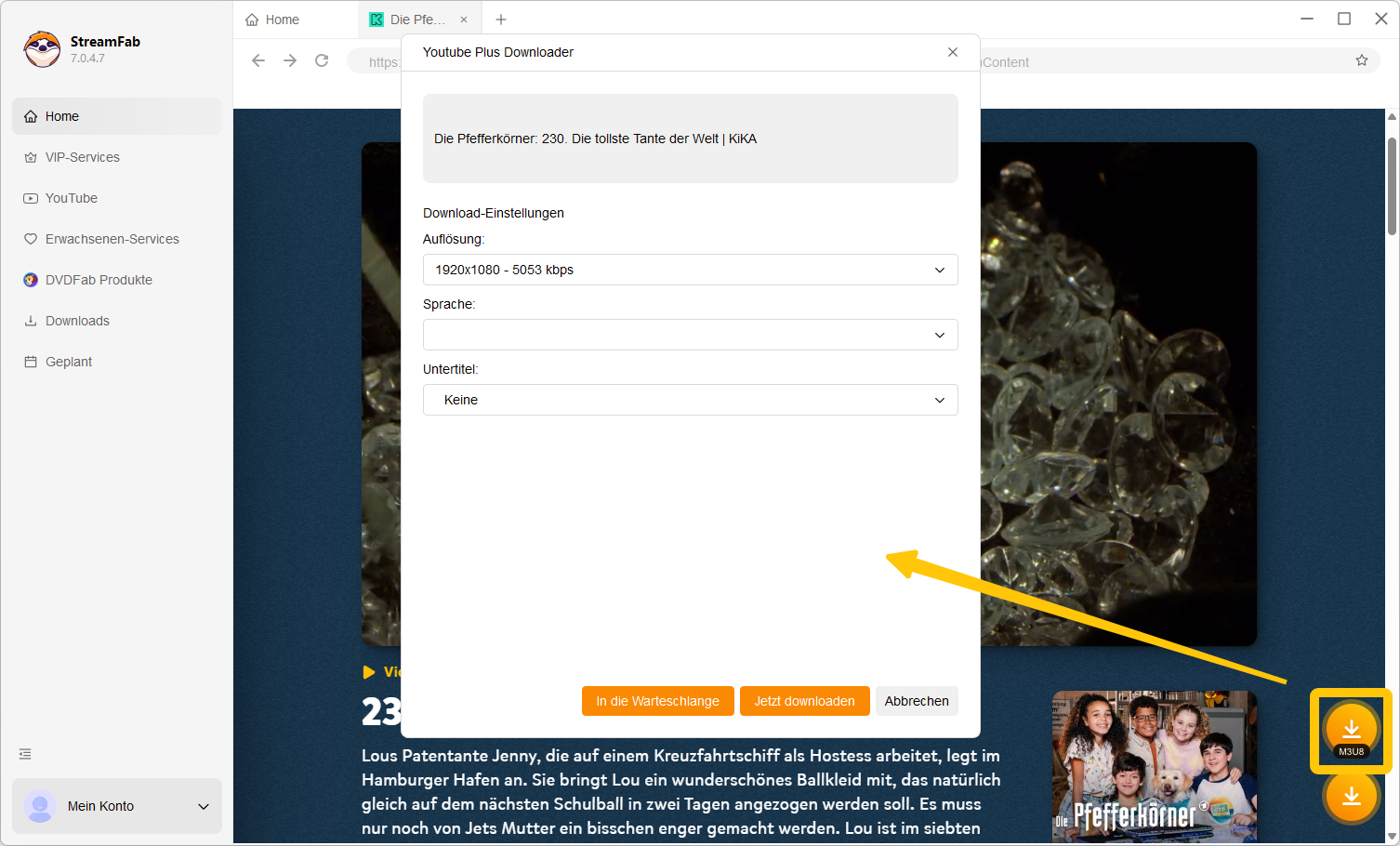 KiKA Video in StreamFab analysieren und herunterladen-1