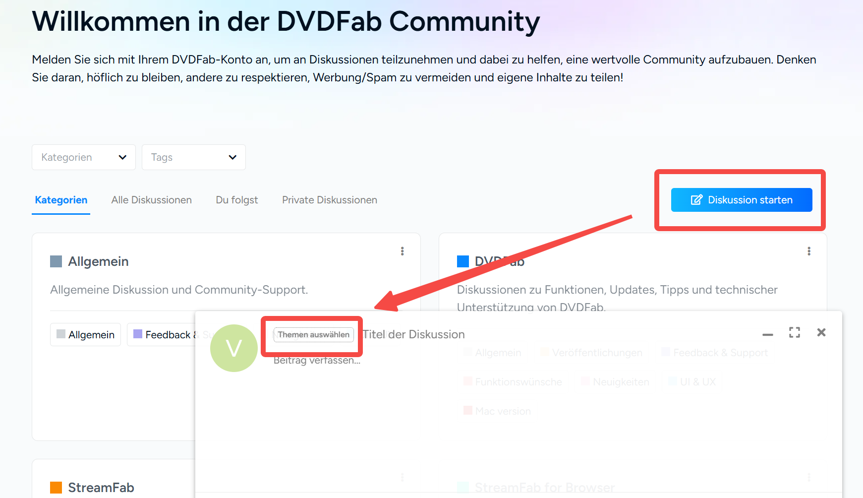 Community-Startseite
