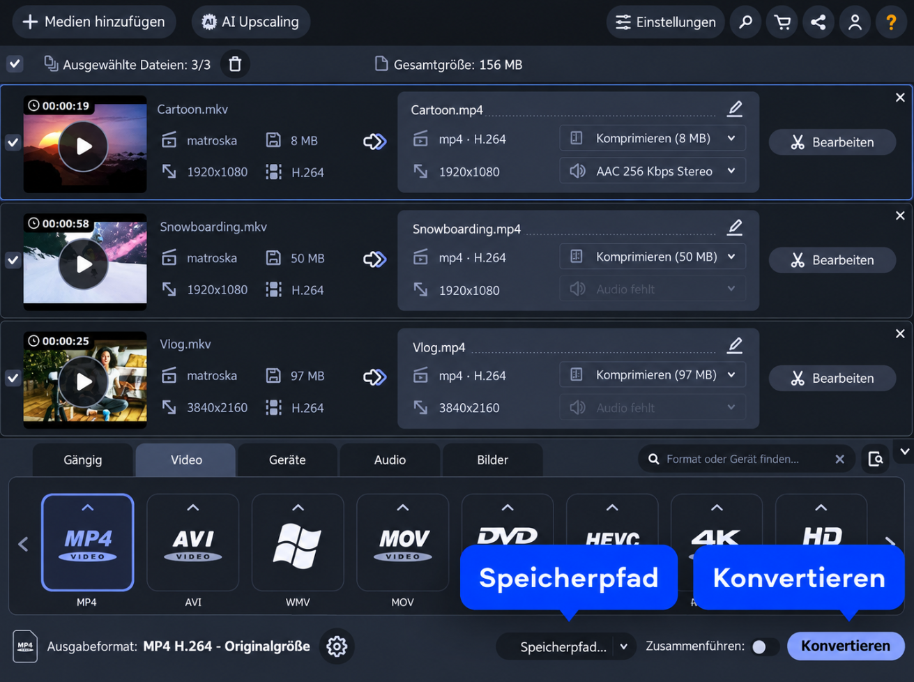 Bearbeitungswerkzeuge in Movavi Video Converter