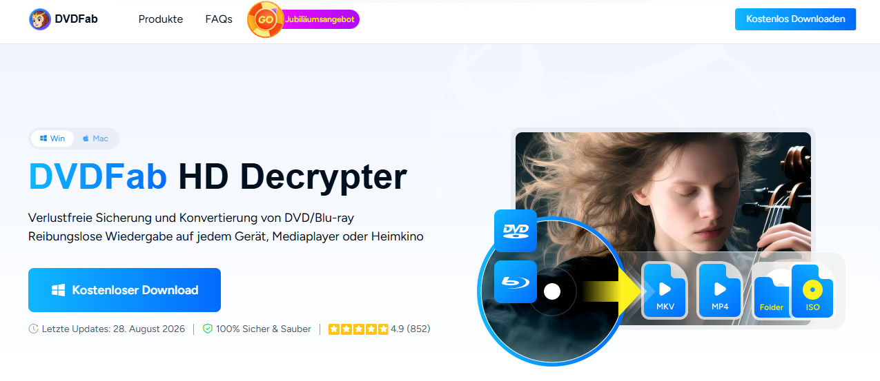 DVDFab HD Decrypter für kostenlose DVD-Sicherungen
