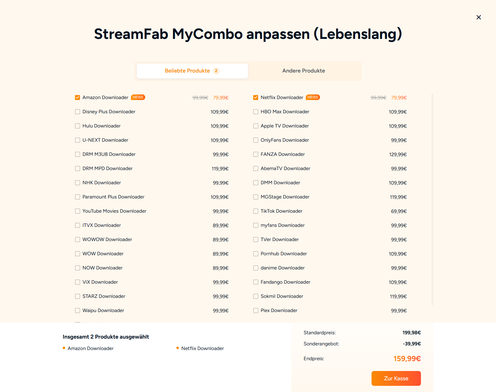 Passen Sie Ihr MyCombo an