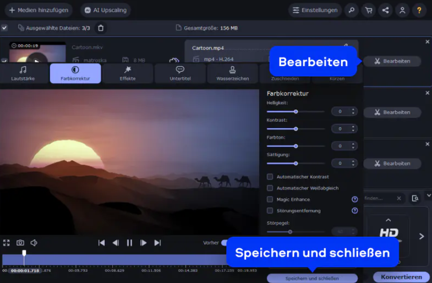 Zielgröße und Bitrate in Movavi einstellen