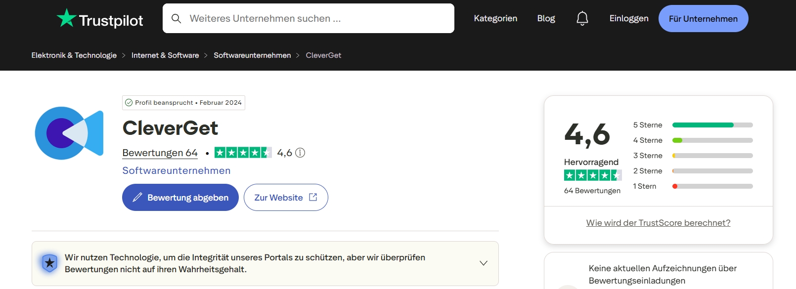Nutzerbewertung zu CleverGet Video Downloader