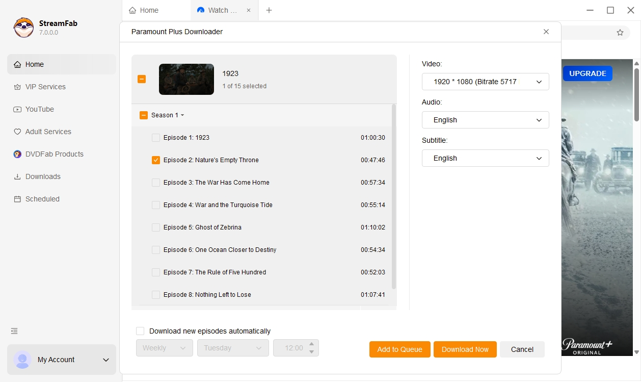 watch paramount+ without Commercials: StreamFab step 2