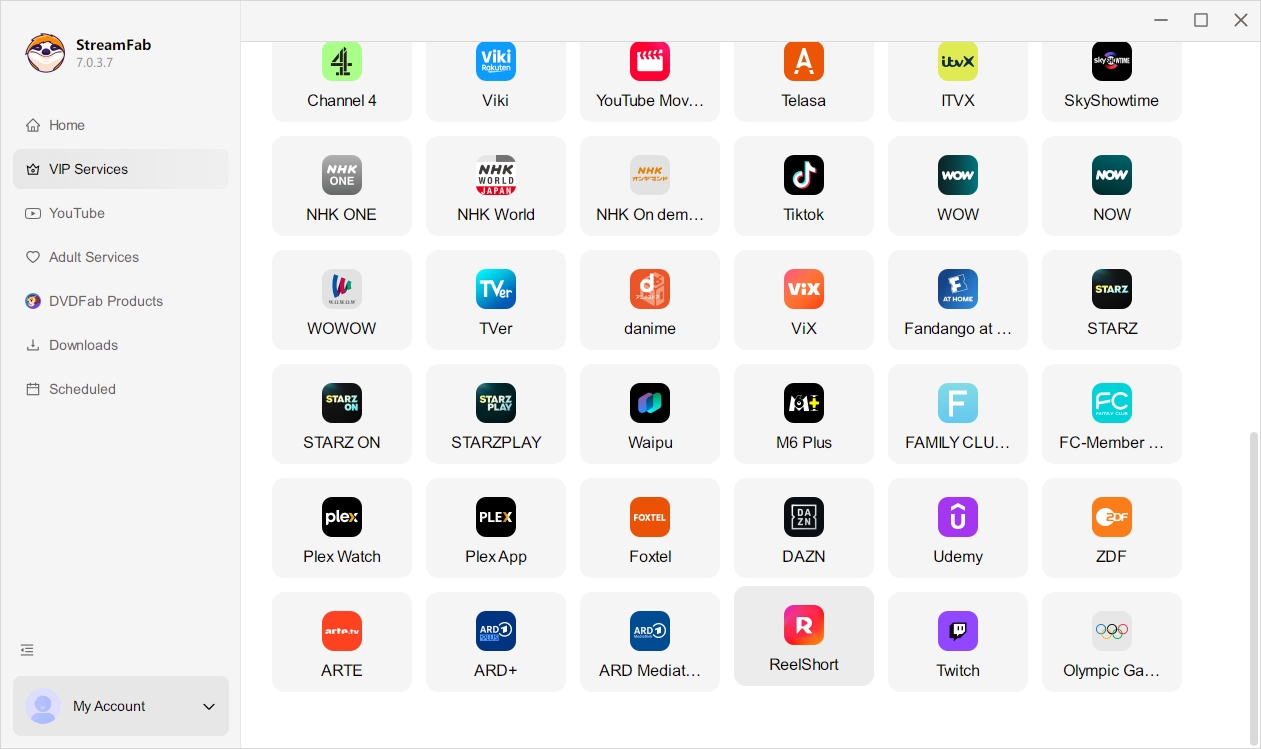 Installez StreamFab et sélectionnez le téléchargeur ReelShort dans le menu des produits