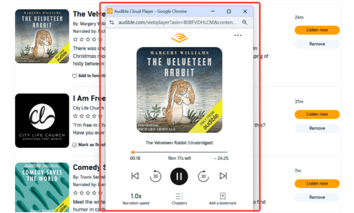 how to listen to audible on mac with Audible Cloud Player