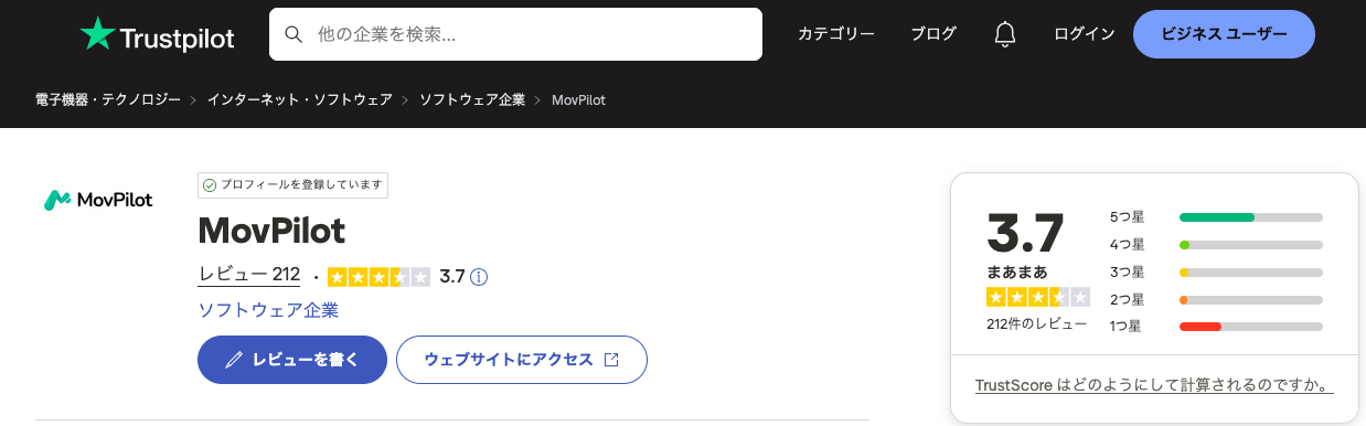 movpilot Trustpilotレビュー
