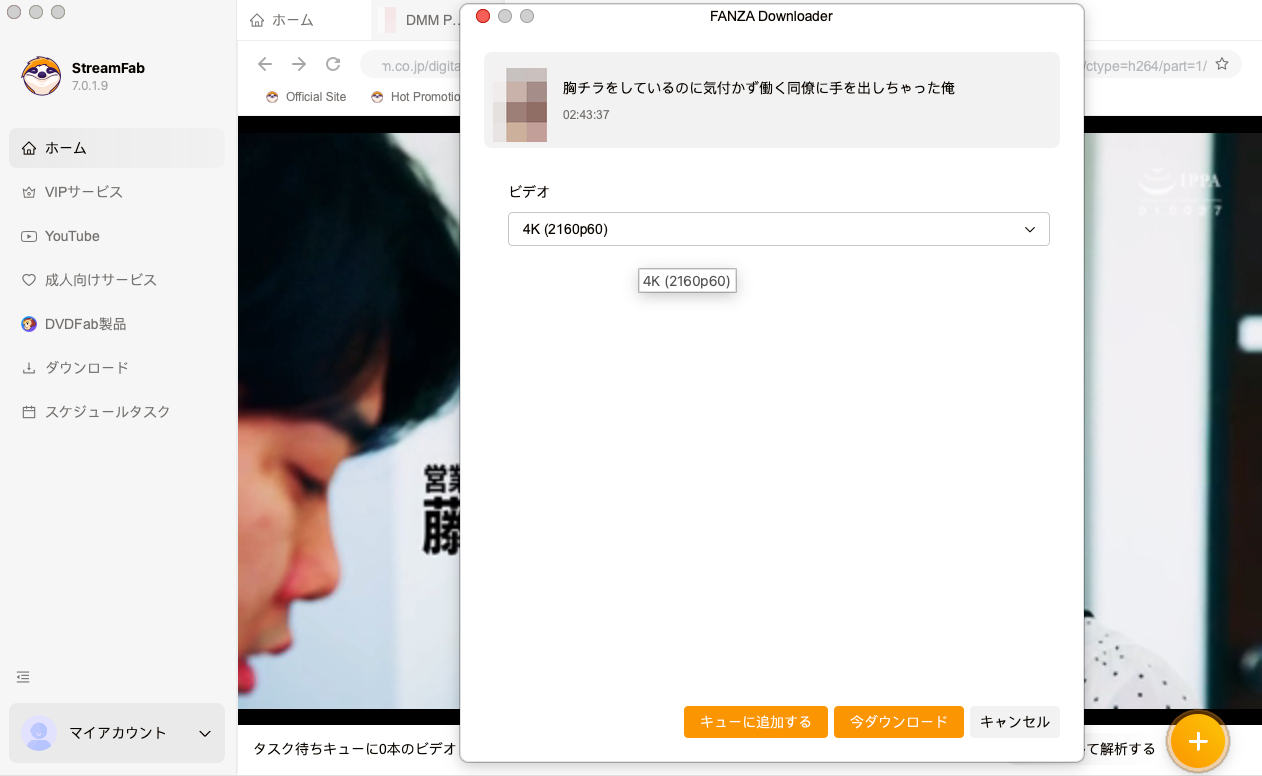 StreamFabでダウンロードするタイトルを選択する画面