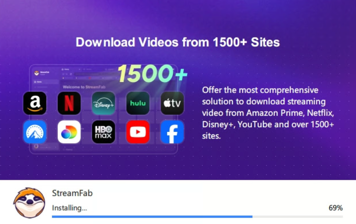 StreamFabのインストール進行中の画面