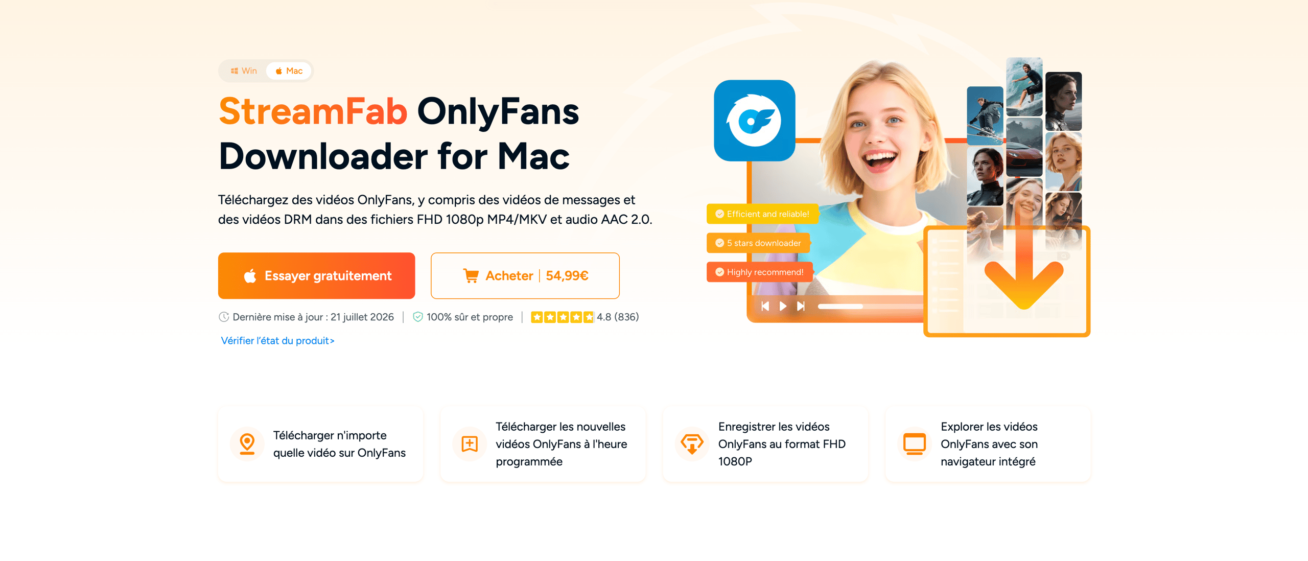 StreamFab OnlyFans Downloader pour préparer une sortie vidéo MP4 sur ordinateur