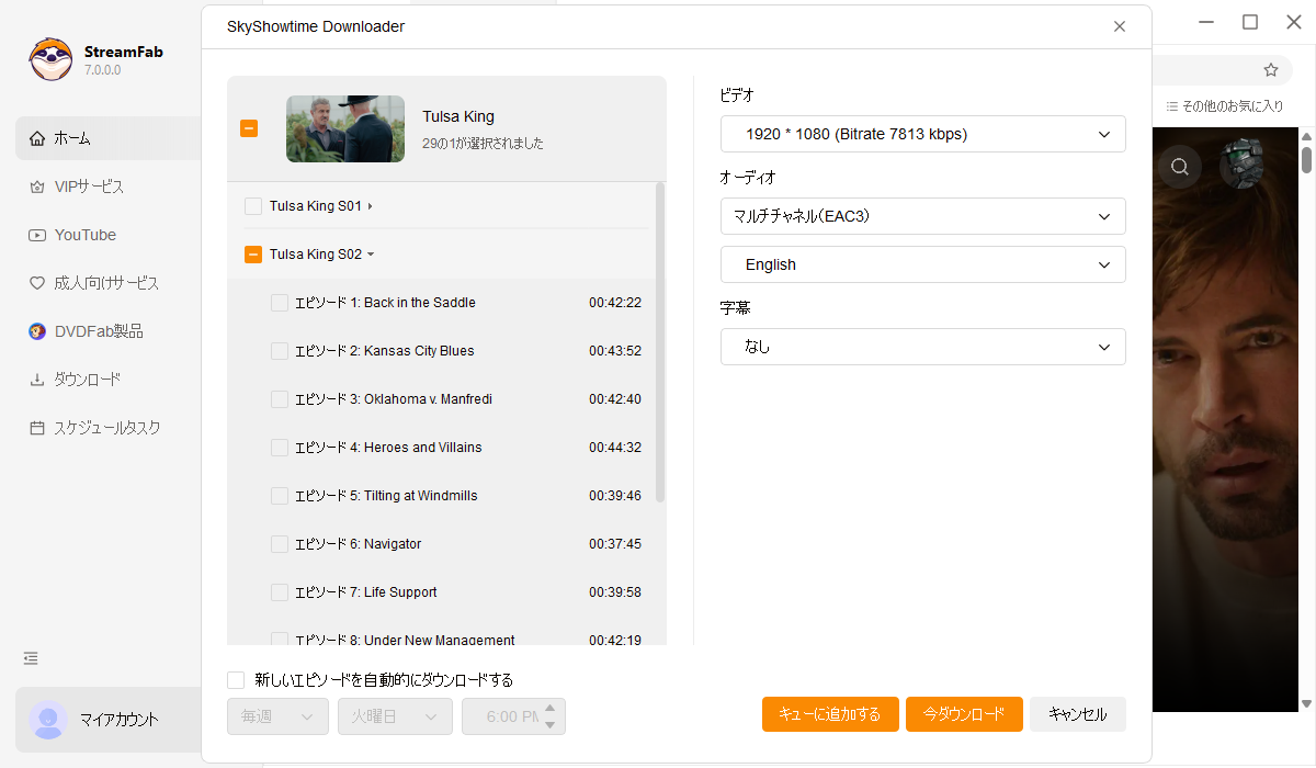 スカイショータイムのビデオを再生する