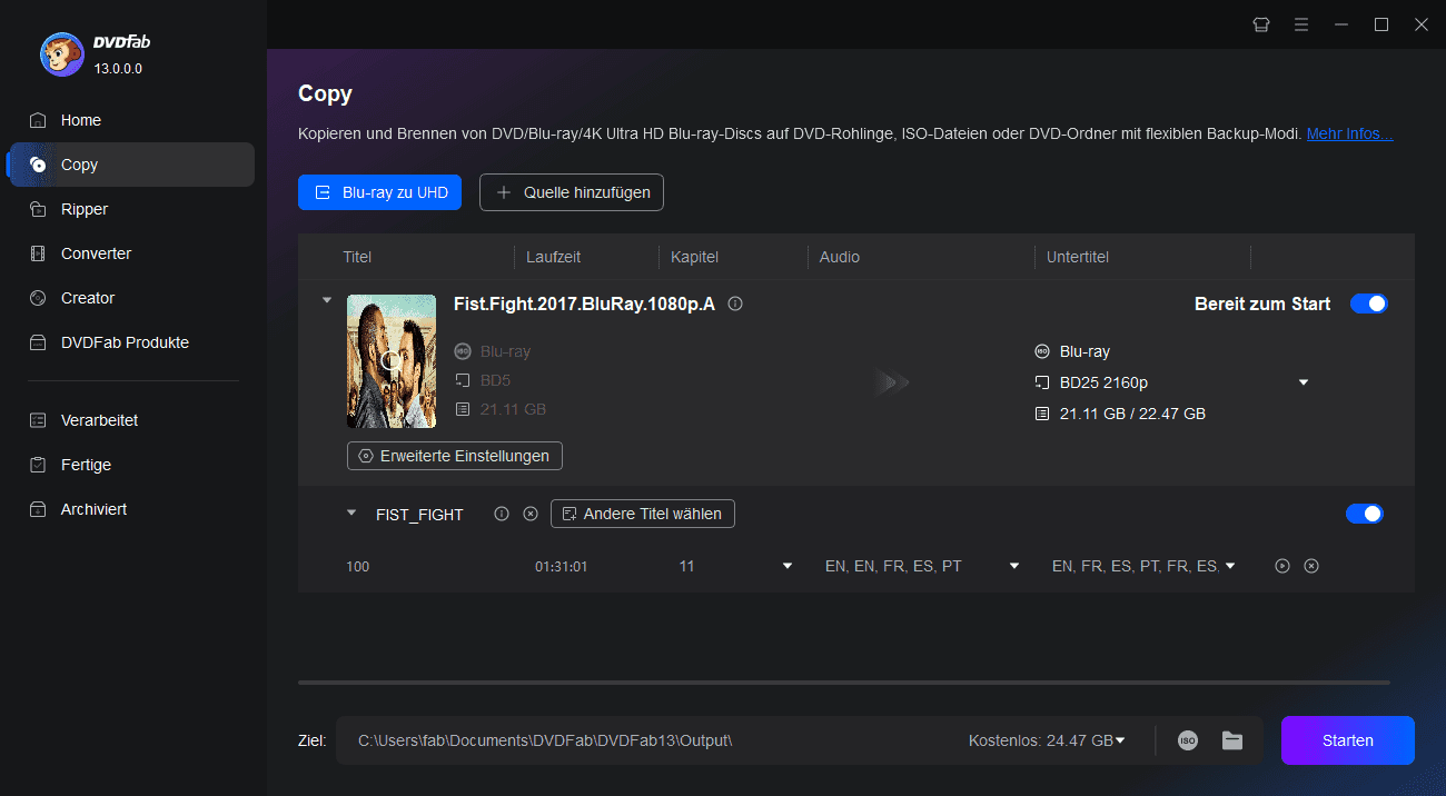 Wie verwenden Sie den DVDFab Blu-ray to UHD Converter