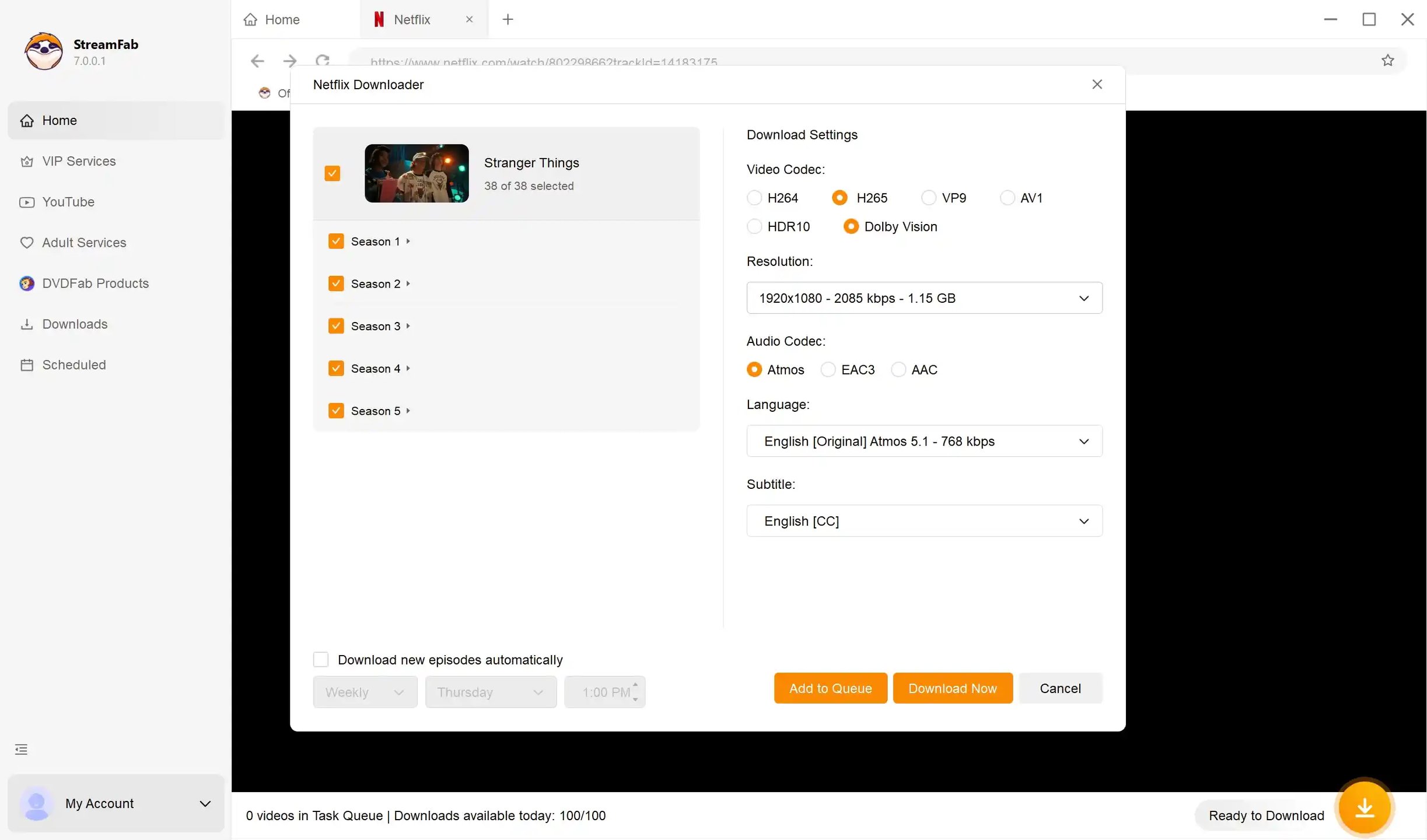 customize the details to maximize the netflix download quality 