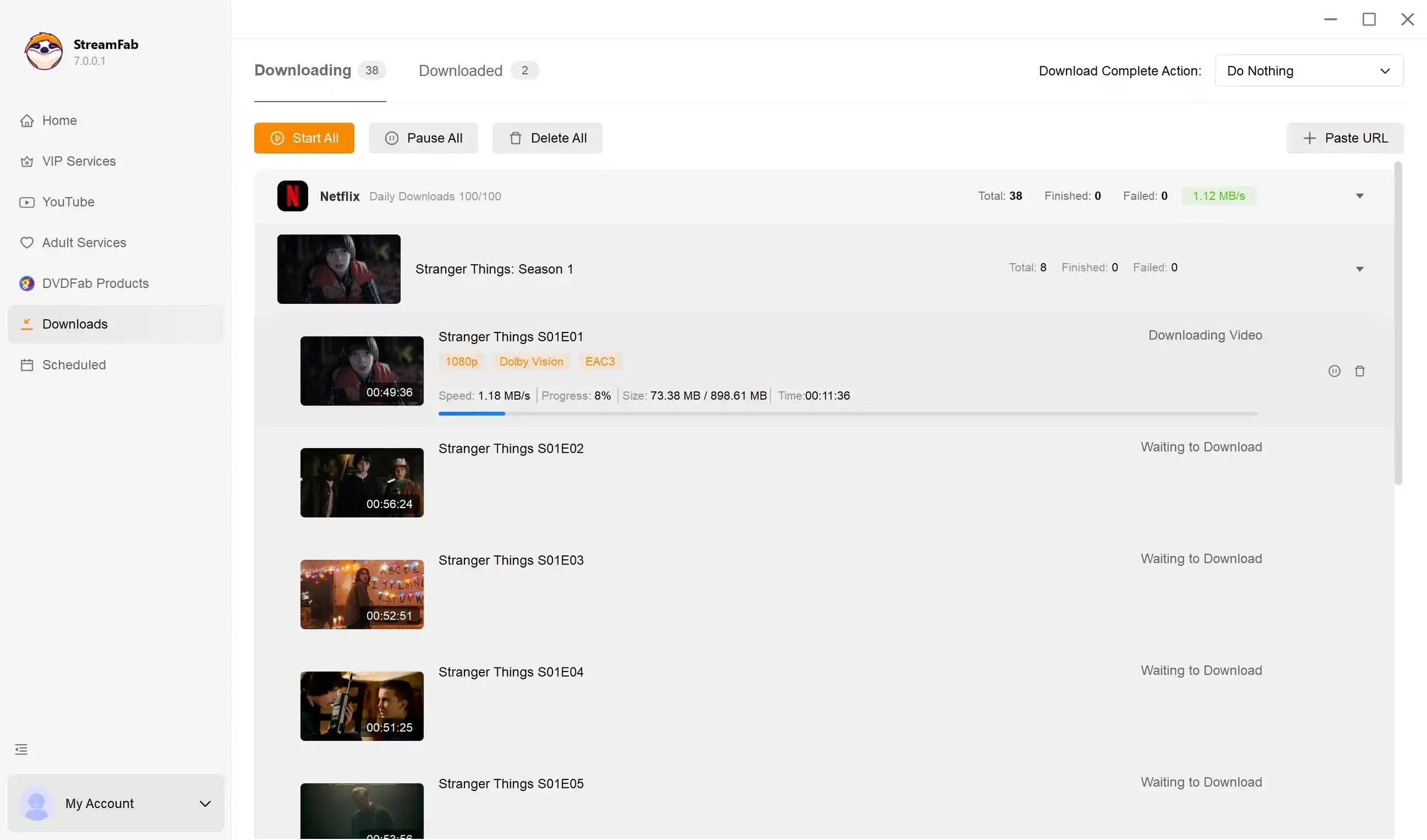 click on the download button to start downloading netflix videos with streamfab