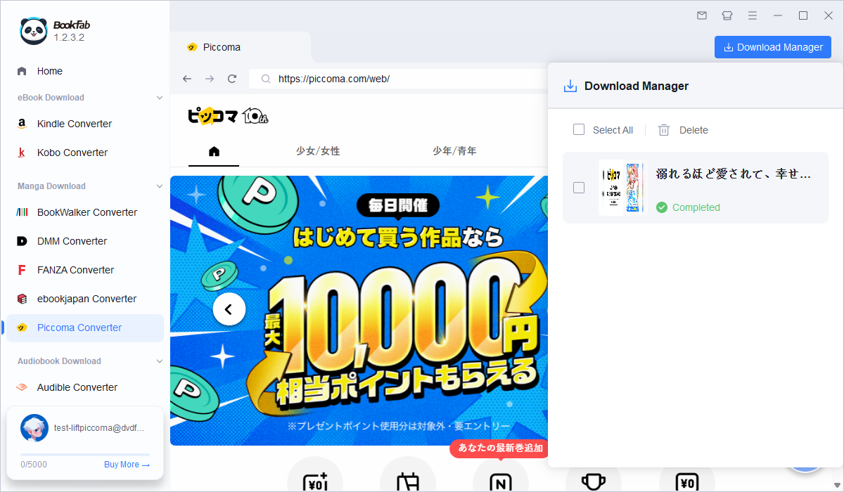 Download abgeschlossen mit organisierten Manga-Ordnern und Download-Manager