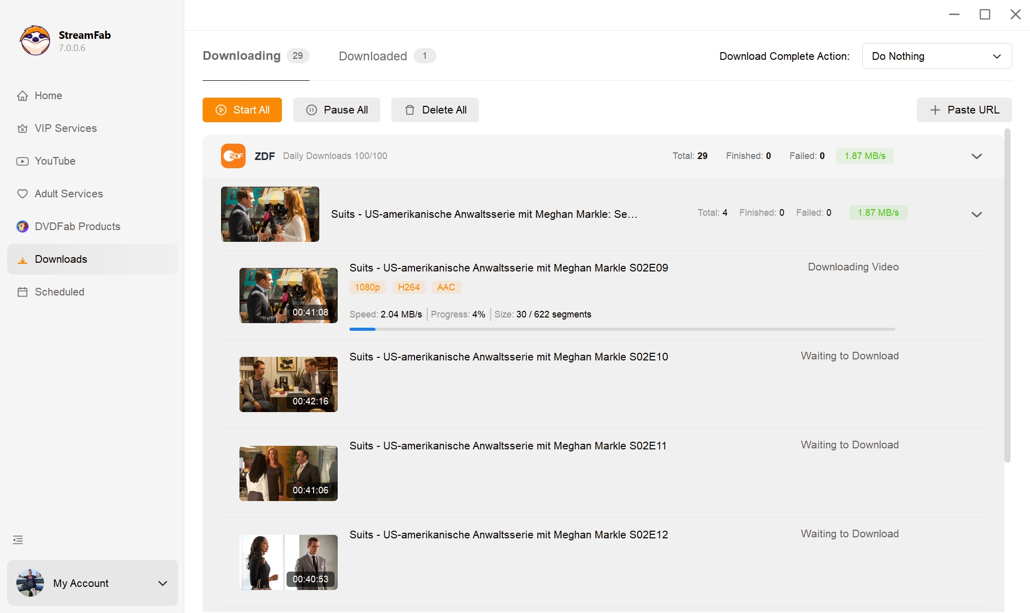 StreamFabでZDFメディテークの動画をダウンロードする手順3