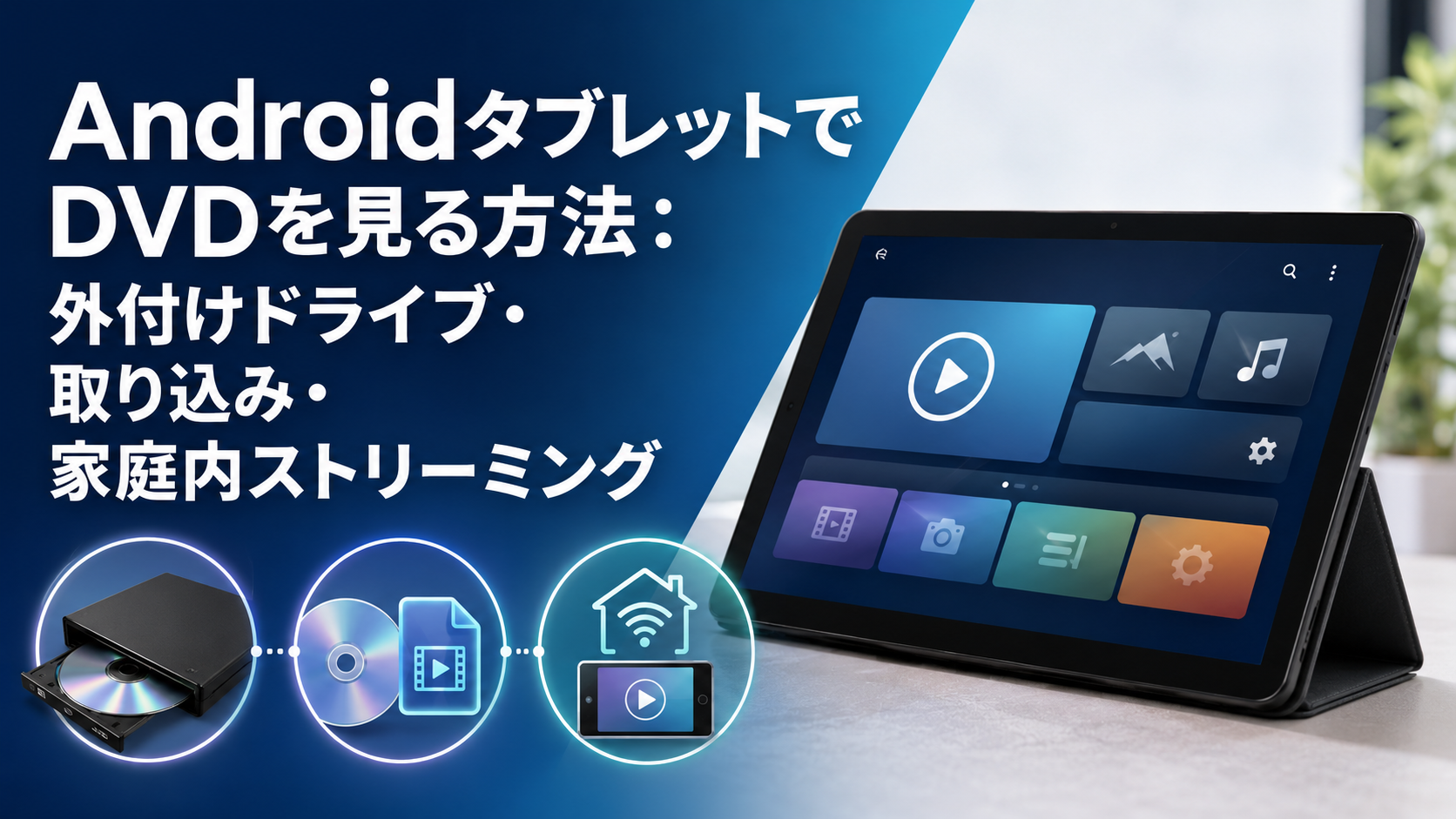 AndroidタブレットでDVDを見る方法:外付けドライブ・取り込み・家庭内ストリーミング