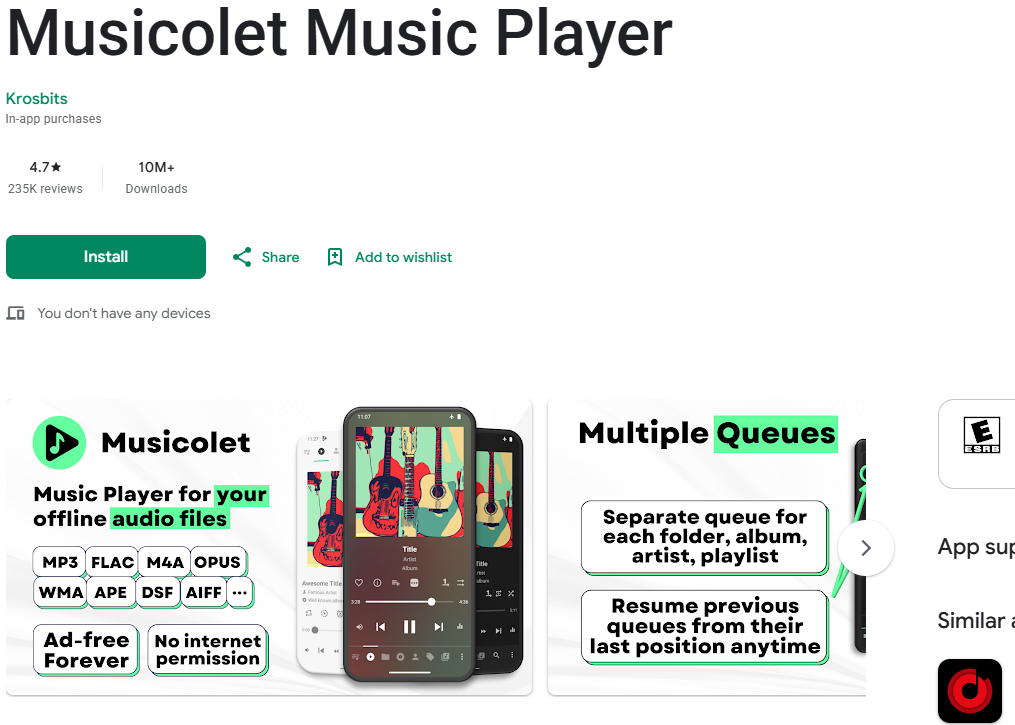 Musicolet music player