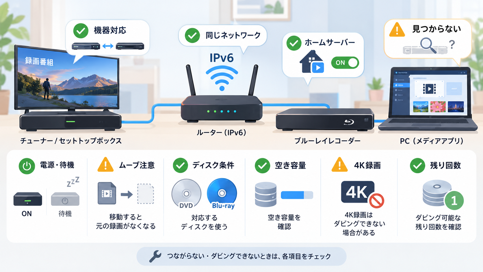 ダビングできないときに確認するポイント