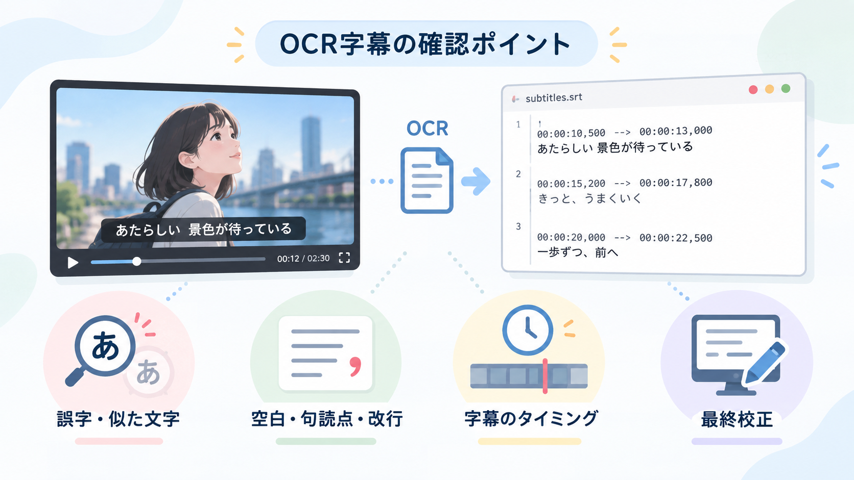 OCR字幕の精度を確認するポイント